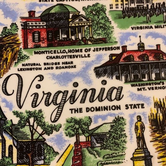 Vintage 60s State of Virginia Tourist Souvenir Ceramic Collector Display Plate - Picture 2 of 16